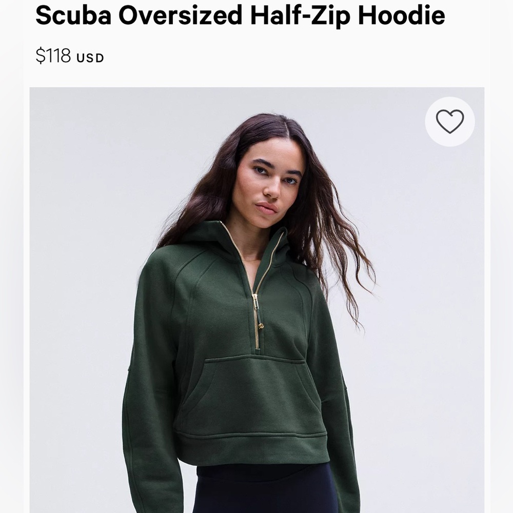 Like new — Scuba Oversized Half-Zip Hoodie Lululemon XS/S Legacy Green/Gold